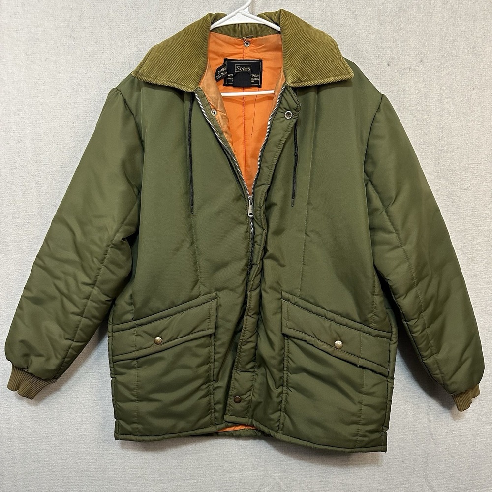 Vtg Sears Work 'n‎ Leisure Work Chore Barn Green Coat Korea Men's Tall Medium